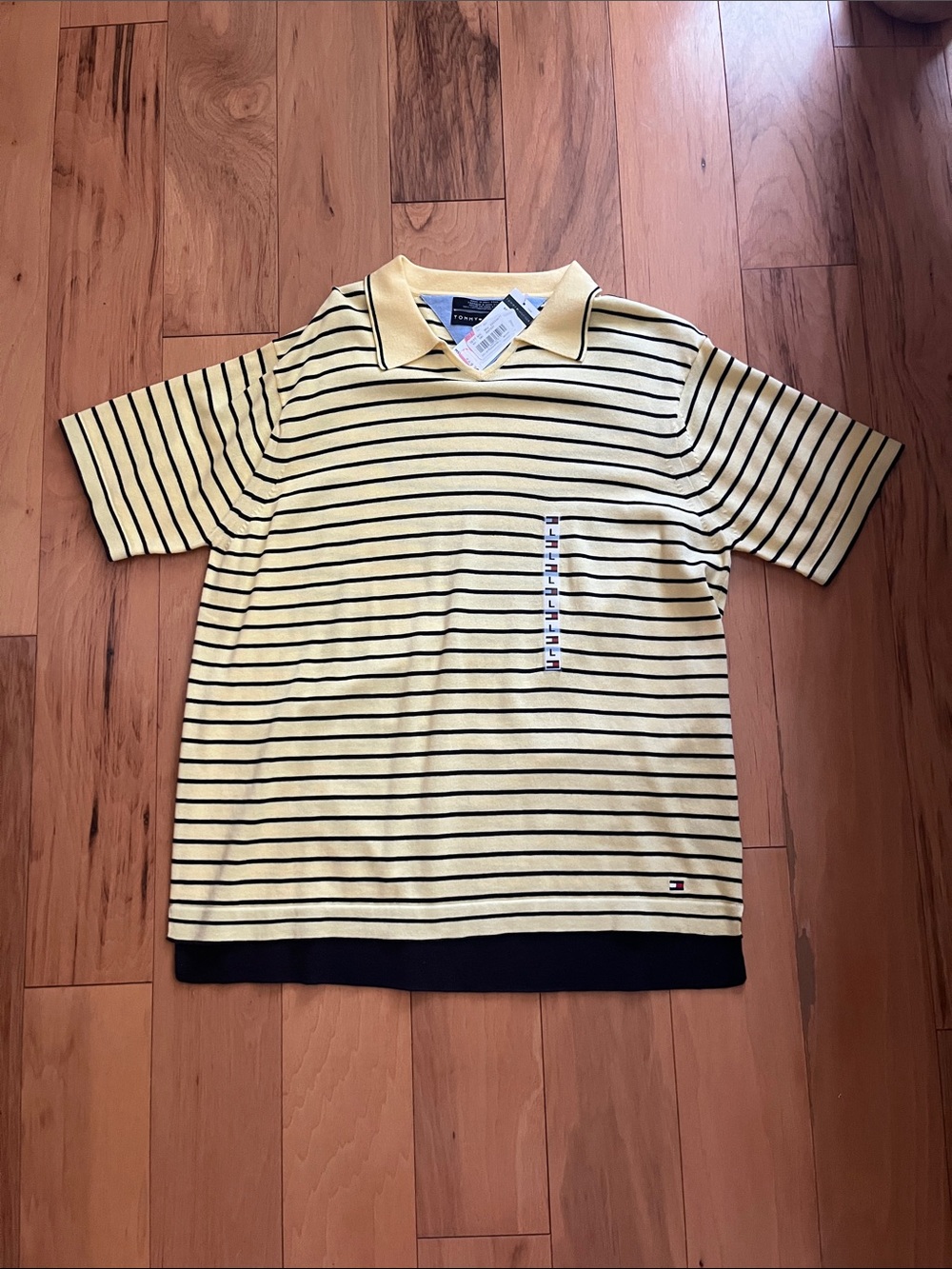 Tommy Hilfiger Pale Yellow & Navy Striped Polo Shirt